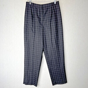Talbots Dress Pants Size 12P Petite Gray Windowpane Check Wool Lined Office Wear